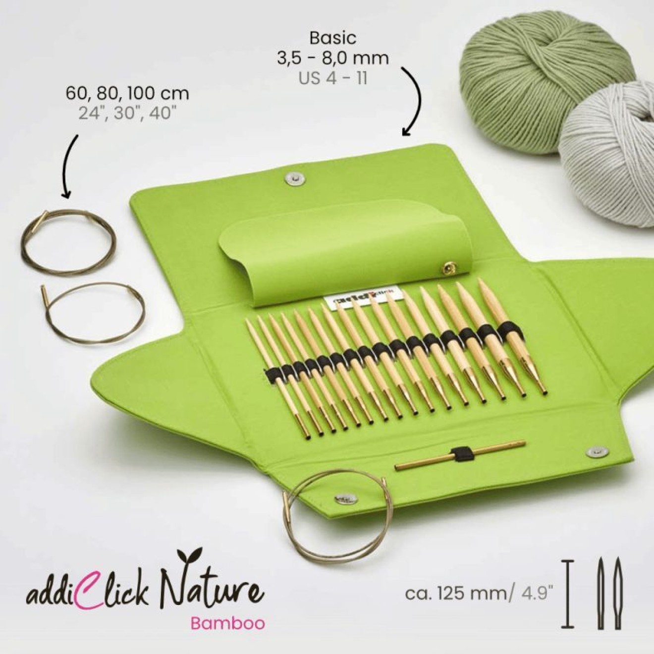 addi Click Bamboo Stricknadel-Set 3,50–8,00 mm
