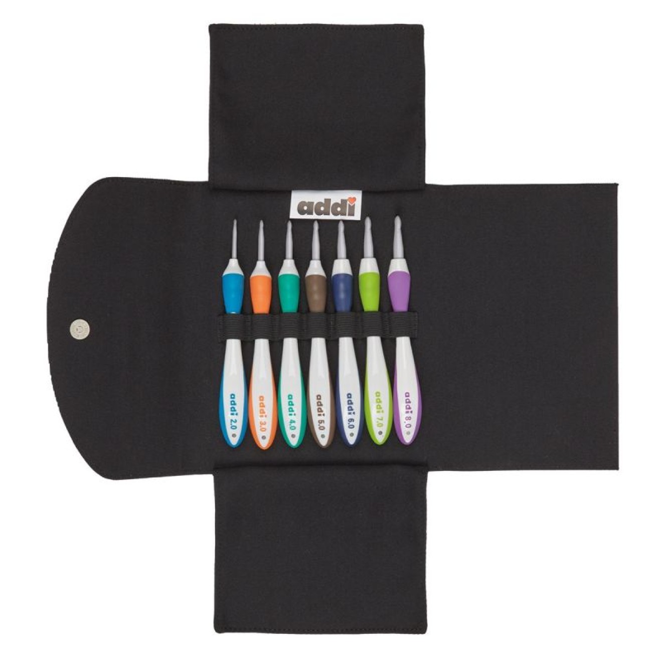 addi-Swing Etui schwarz Häkelnadeln ALU 2,00-8,00 mm 16 cm sortiert 7 St