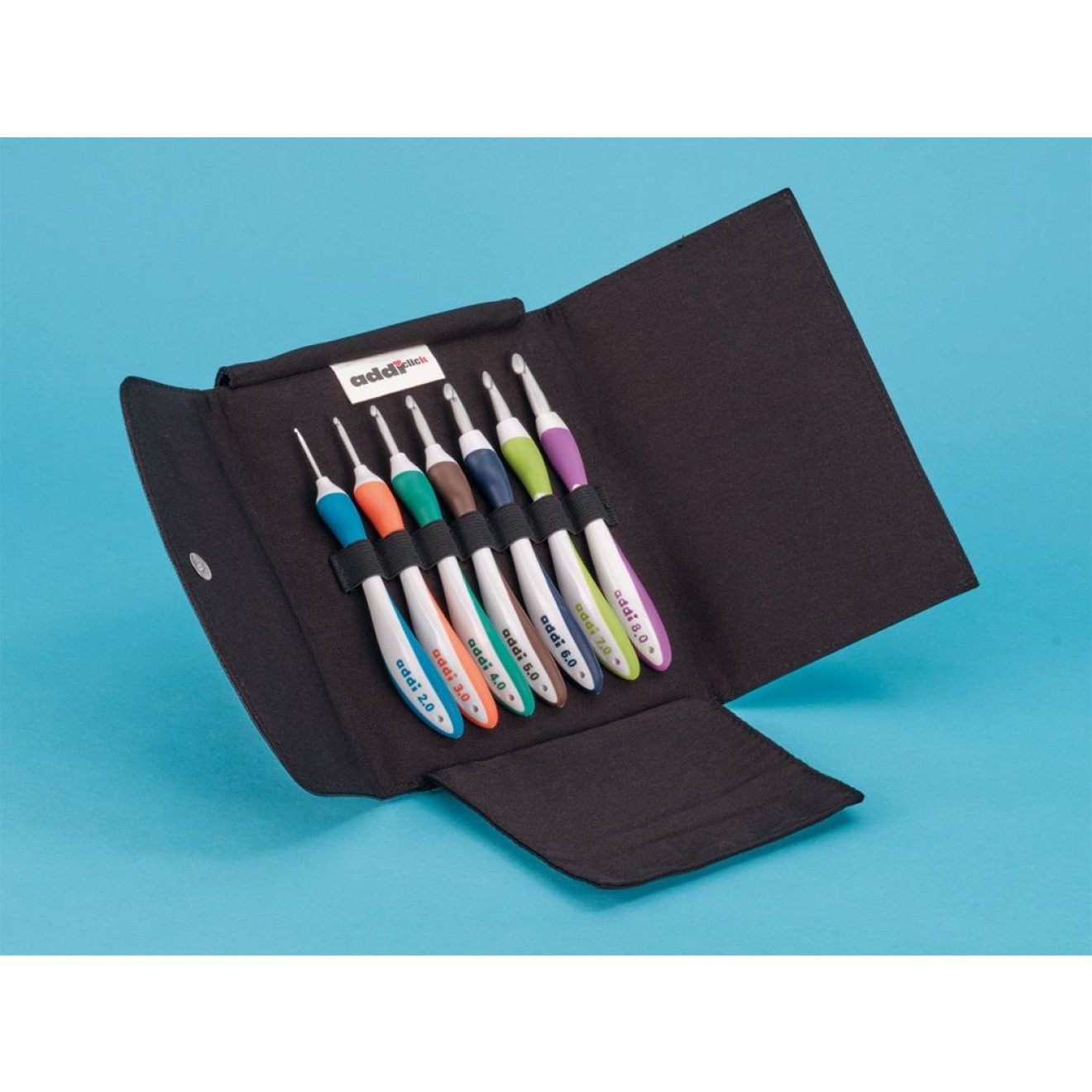 addi-Swing Etui schwarz Häkelnadeln ALU 2,00-8,00 mm 16 cm sortiert 7 St