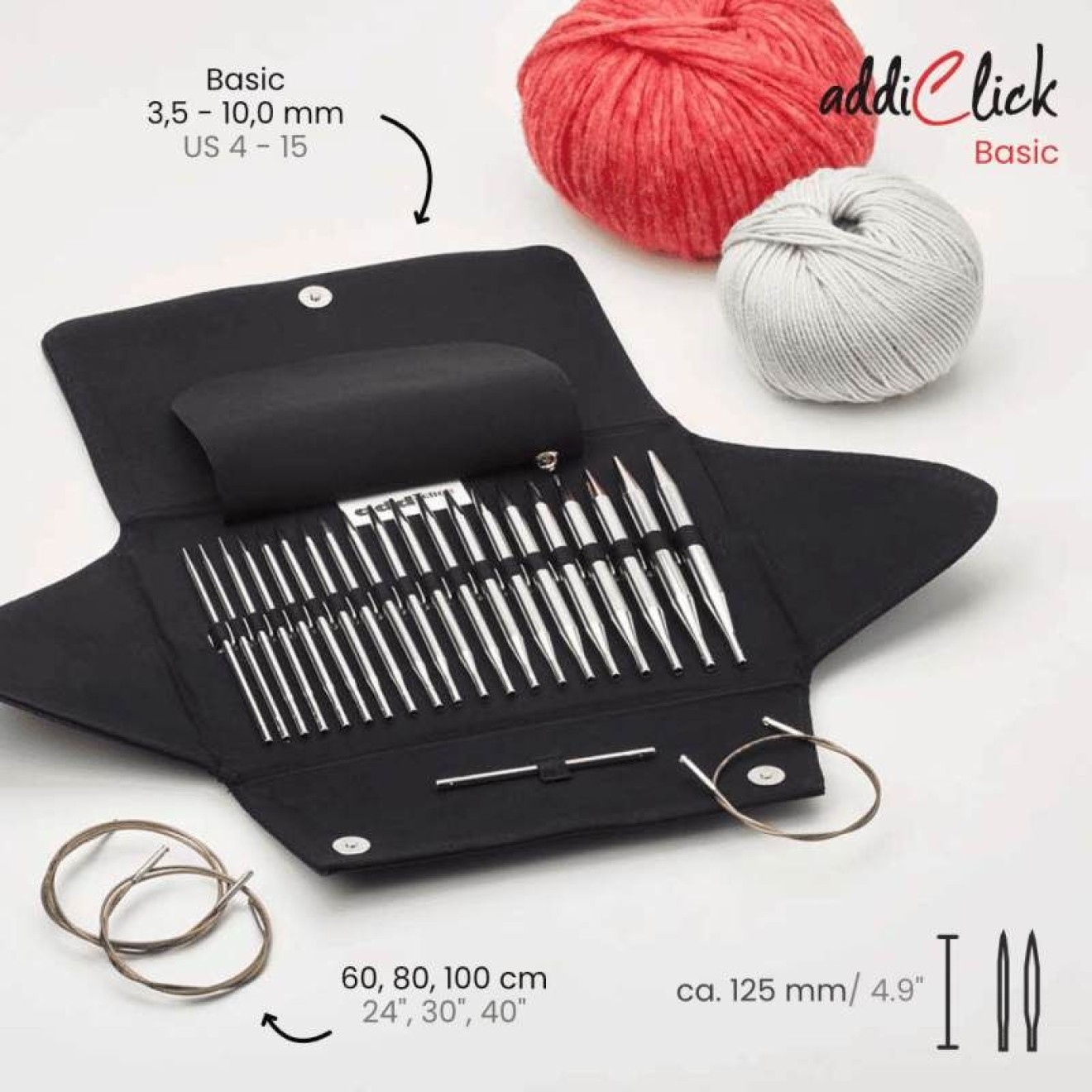 addiClick Basic Rundstricknadel-Set Messing 3,5-10,0 mm