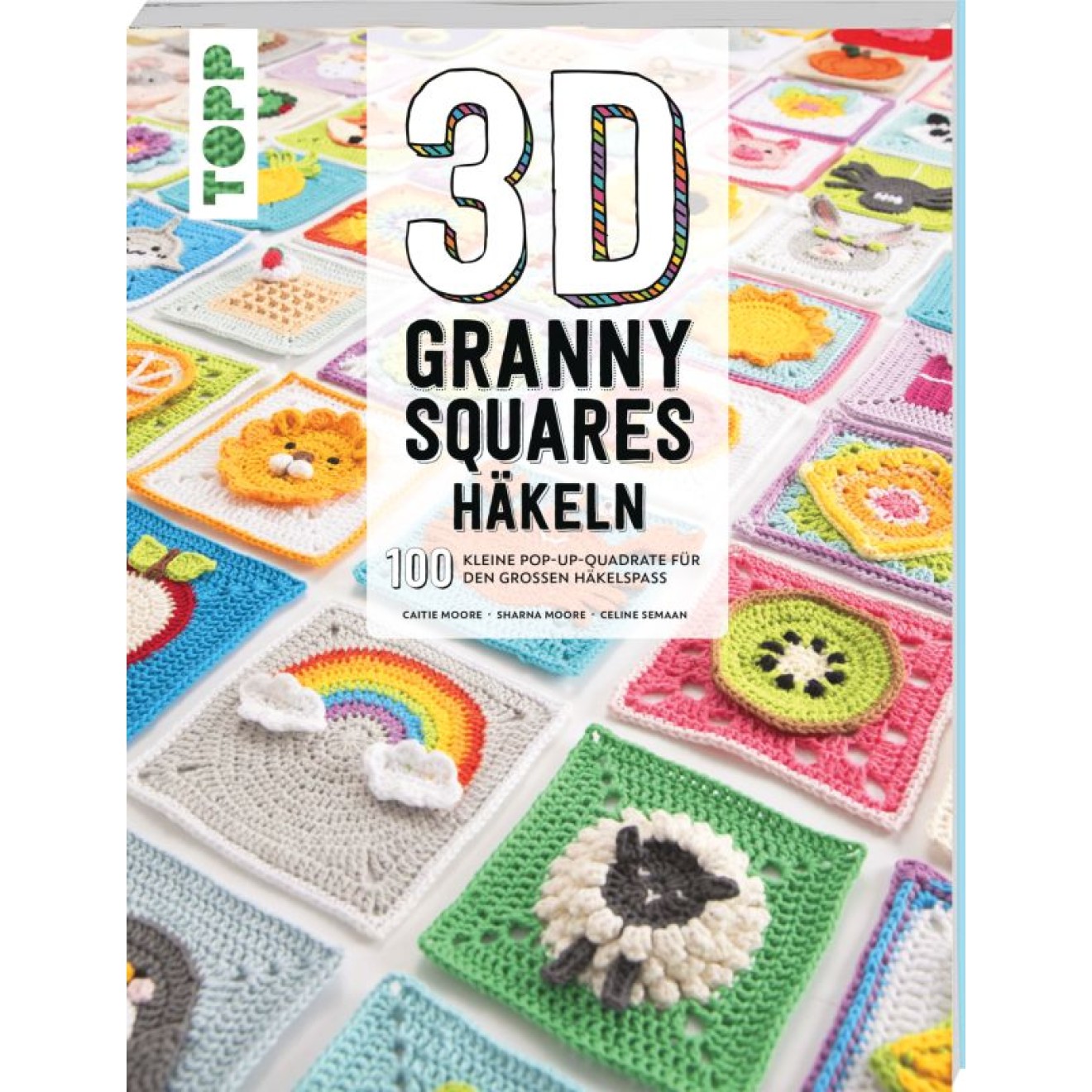 3D Granny Squares häkeln - 100 kleine Pop-Up-Quadrate