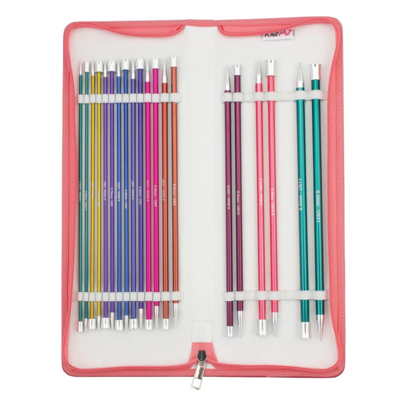 Nadelset Grande einseitig Jackenstricknadeln Zing Alu 25 cm 3,00 - 8,00 mm
