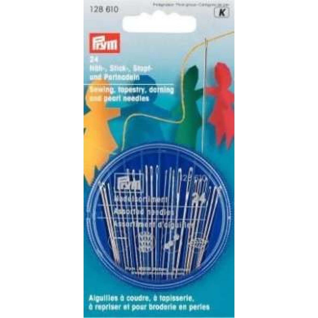 Sortiment Näh/Stick/Stopf/Perlnadeln sortiert silberfarbig 24 St