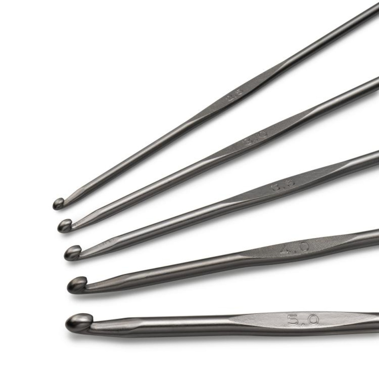 Wollhäkelnadel-Set 2,50 - 5,00 mm gunmetal