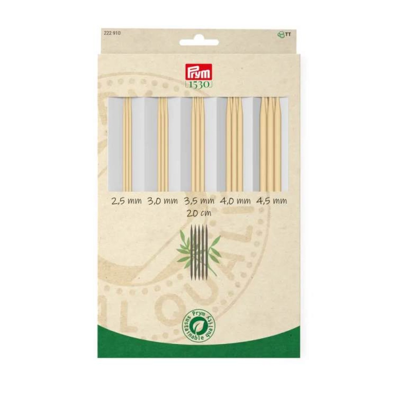 Set Strumpfstricknadel 2,50, 3,00, 3,50, 4,00, 4,50 mm 20 cm