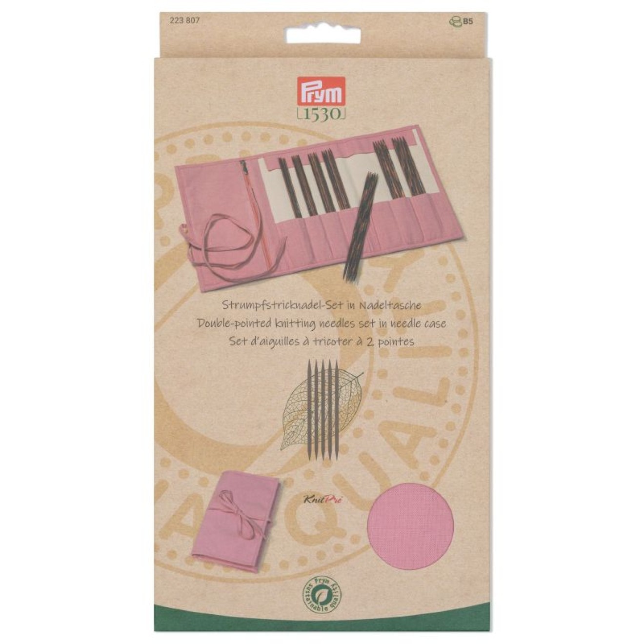 Strumpfstricknadel Natural rose 2-4,5 mm 20 cm