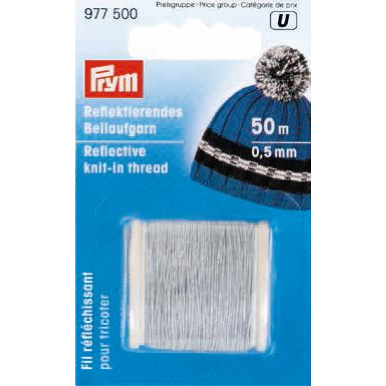 Reflektierendes Beilaufgarn 0,5 mm silberfarbig 50 m
