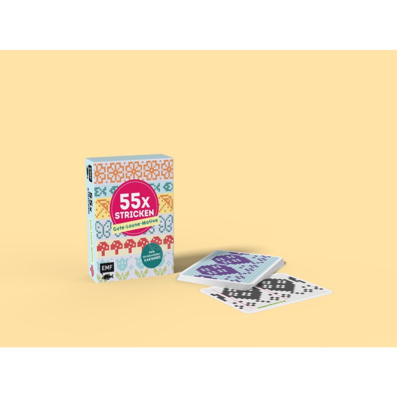 55 x stricken – Gute-Laune-Motive: Deine Strickmustersammlung als Kartenset