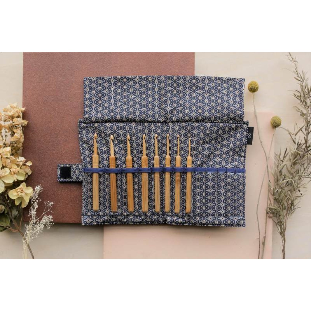 SEEKNIT Koshitsu Häkelnadel mit Bambusspitze Set 2,00 - 6,00 mm 13cm Blue