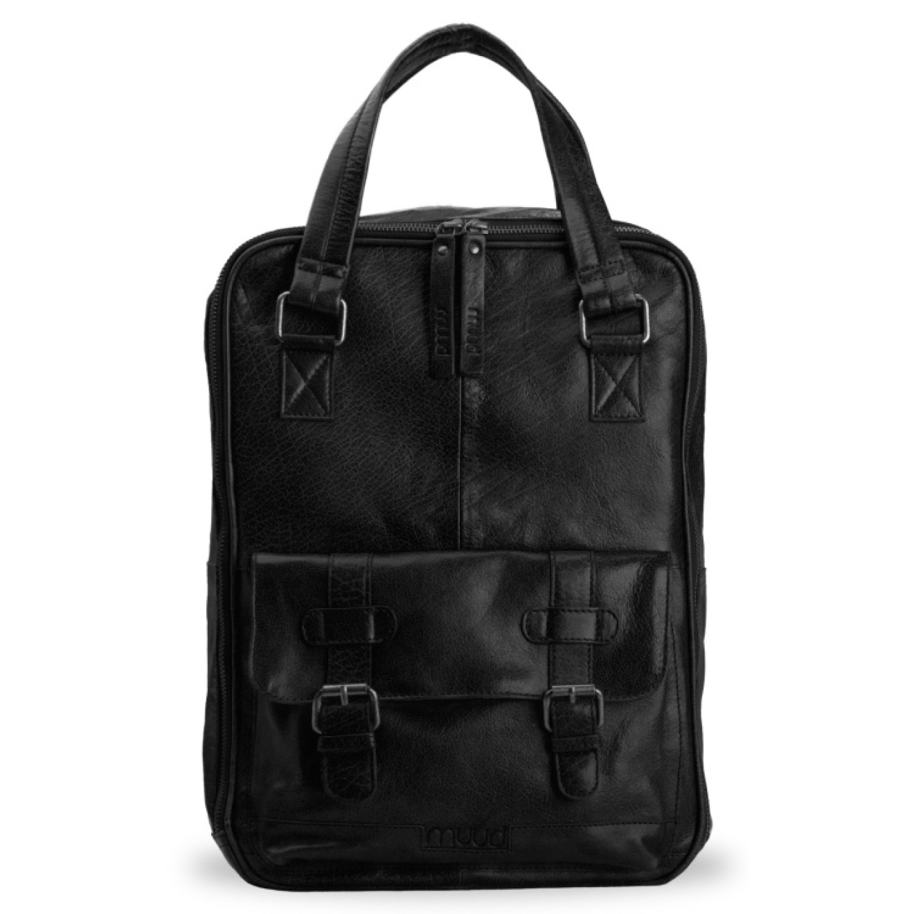 muud Leder-Stricktasche Geogina 40x30x12 cm Black