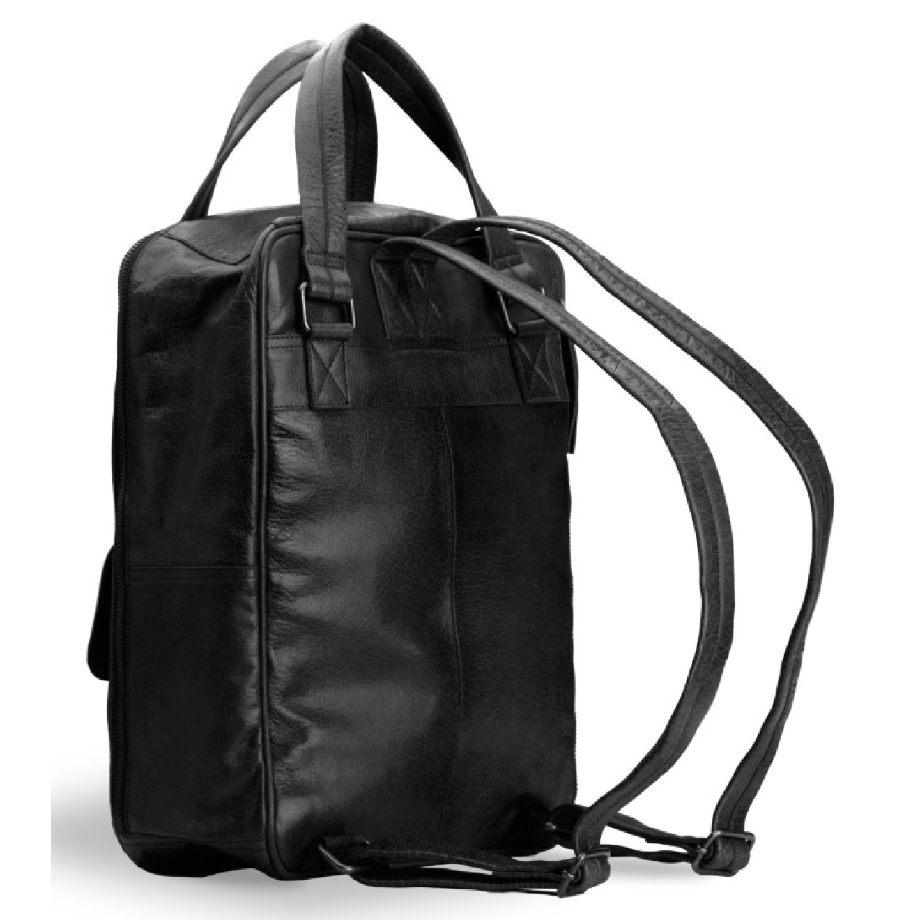 muud Leder-Stricktasche Geogina 40x30x12 cm Black