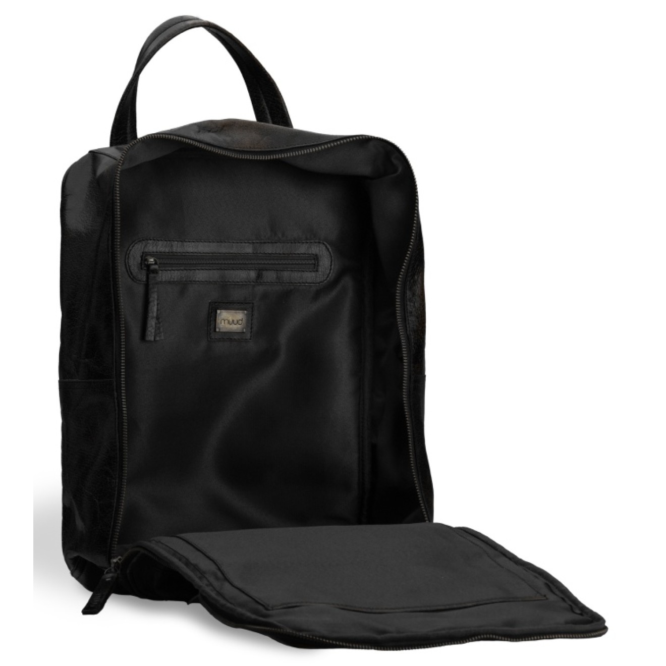 muud Leder-Stricktasche Geogina 40x30x12 cm Black