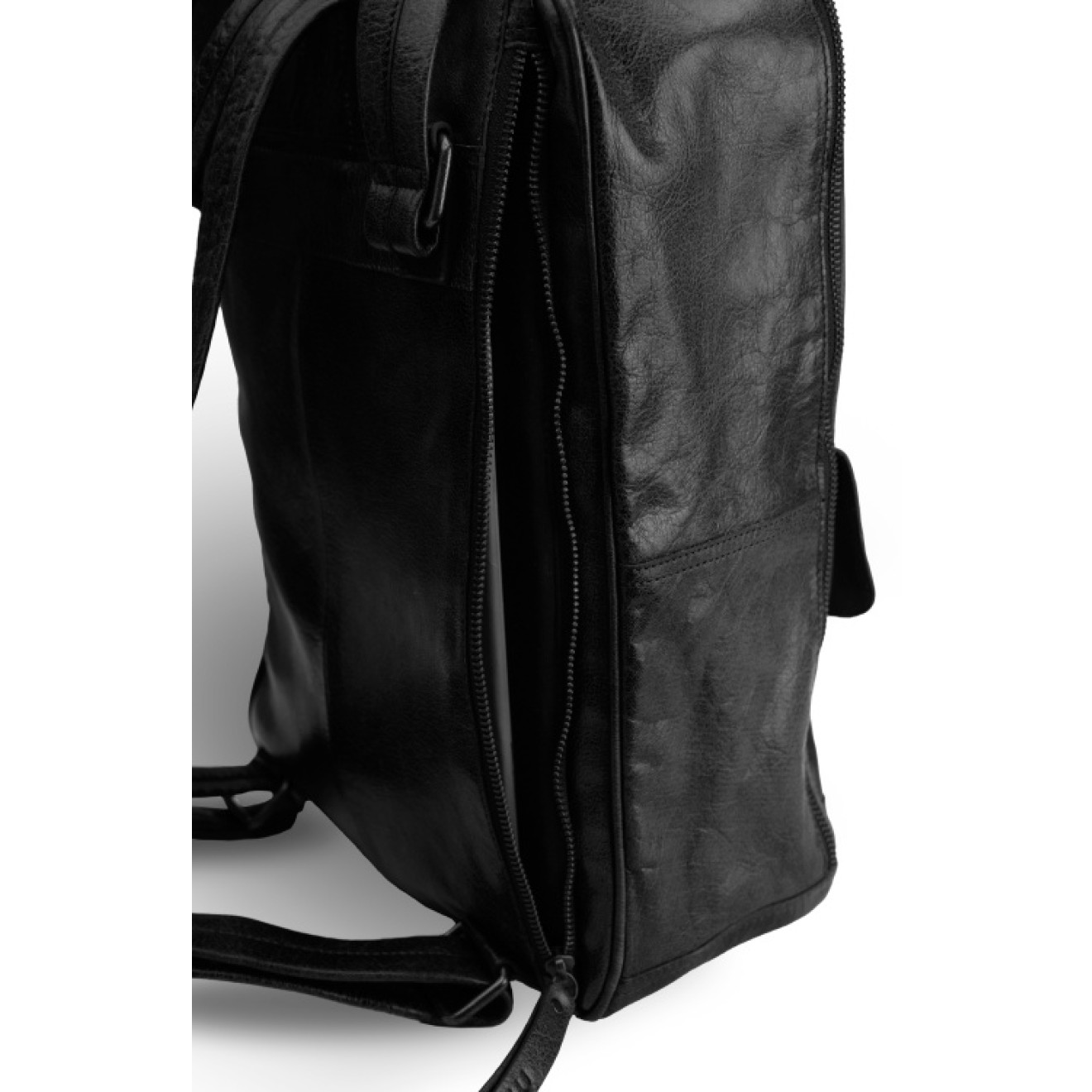 muud Leder-Stricktasche Geogina 40x30x12 cm Black