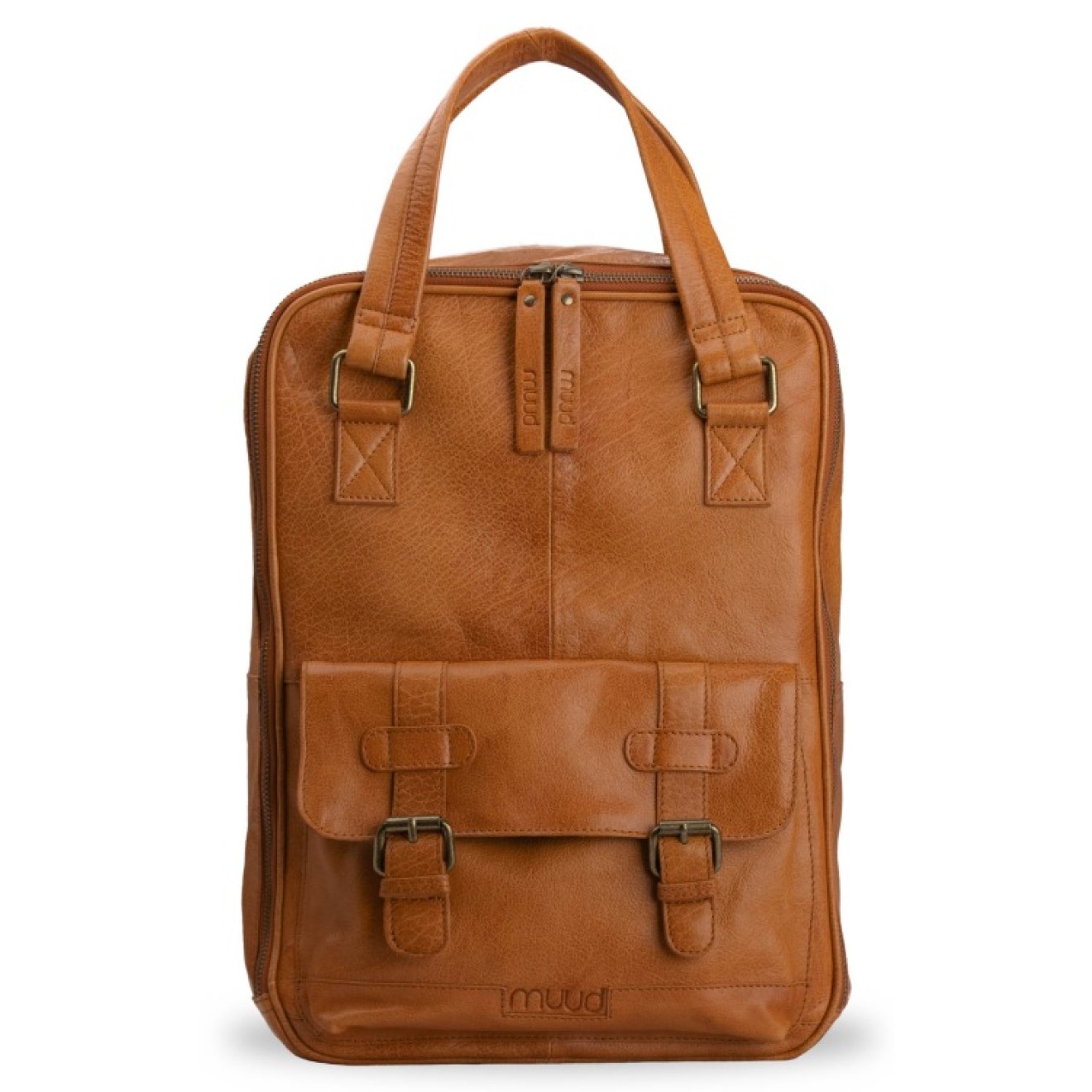 muud Leder-Stricktasche Geogina 40x30x12 cm Whisky