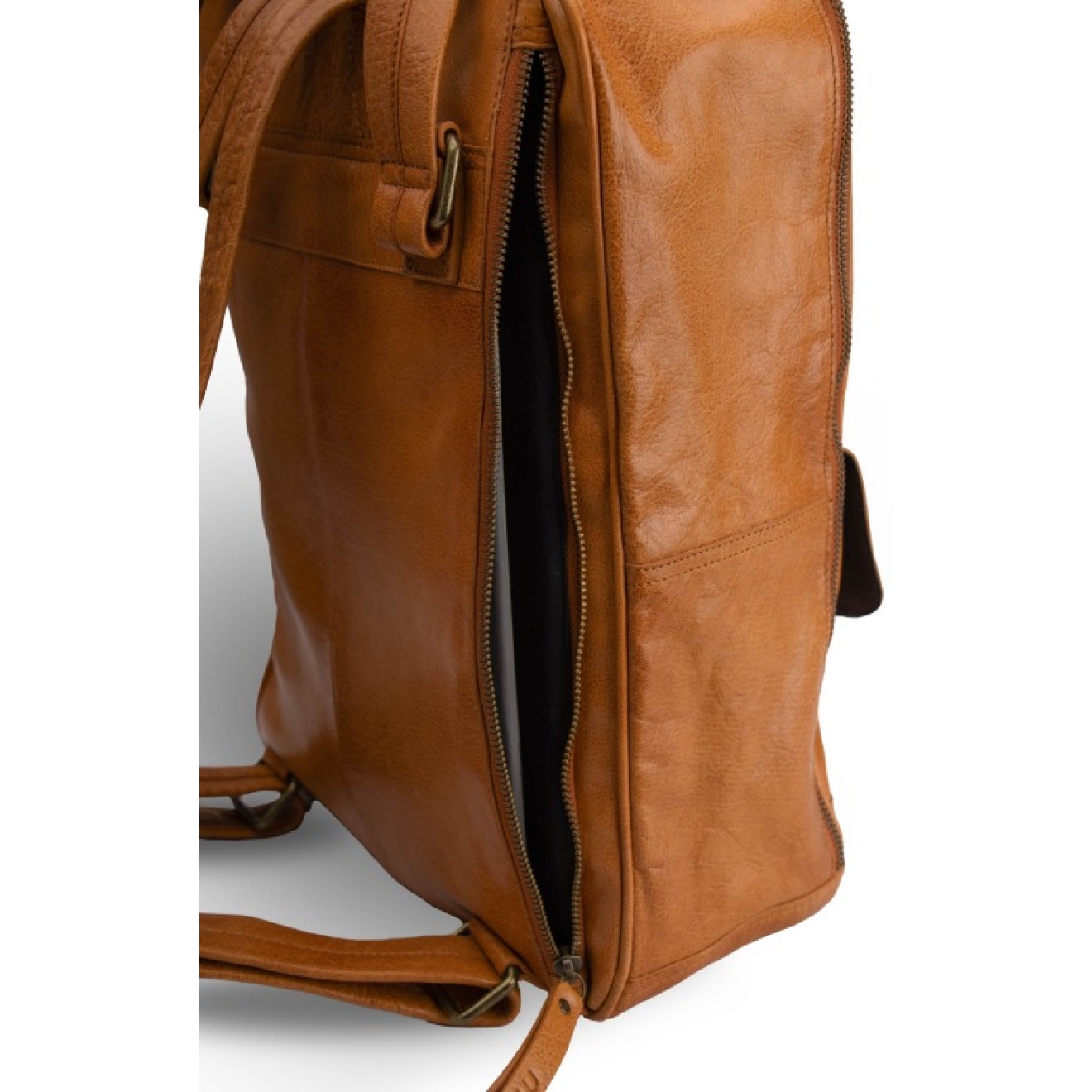 muud Leder-Stricktasche Geogina 40x30x12 cm Whisky