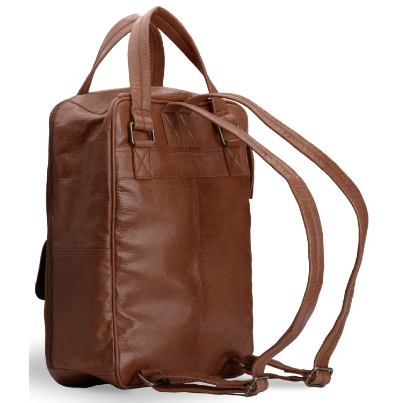 muud Leder-Stricktasche Geogina 40x30x12 cm Rich Brown