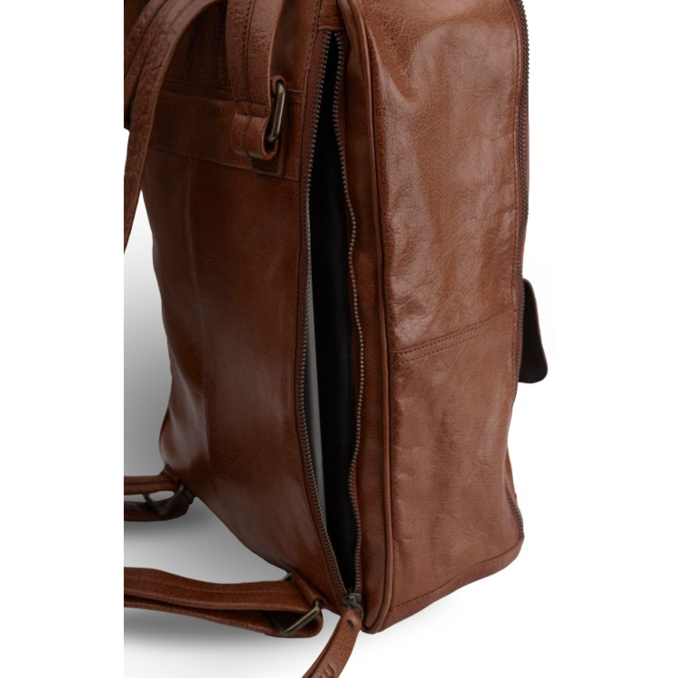 muud Leder-Stricktasche Geogina 40x30x12 cm Rich Brown