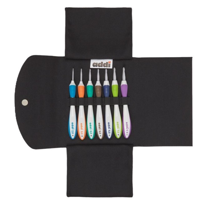 addi-Swing Etui schwarz Häkelnadeln ALU 2,00-8,00 mm 16 cm sortiert 7 St