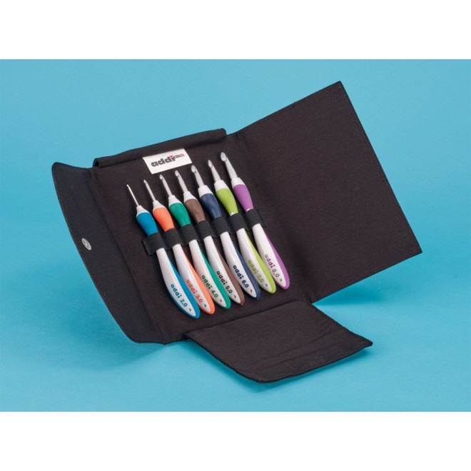 addi-Swing Etui schwarz Häkelnadeln ALU 2,00-8,00 mm 16 cm sortiert 7 St