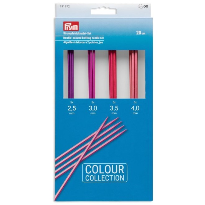 Prym Strumpfstricknadeln Set Aluminium 2,5–4,0 mm 20 cm farbig
