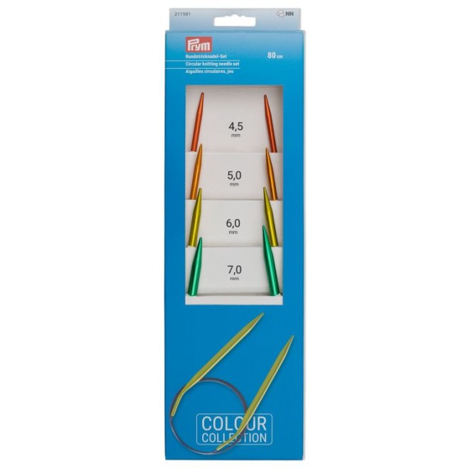 Rundstricknadel Set 4,50 - 7,00 mm 80 cm farbig Aluminium