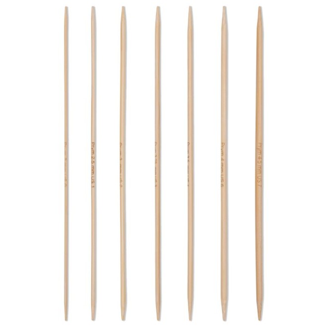 Strumpfstricknadel Bambus Set 2-4,5 mm 20 cm