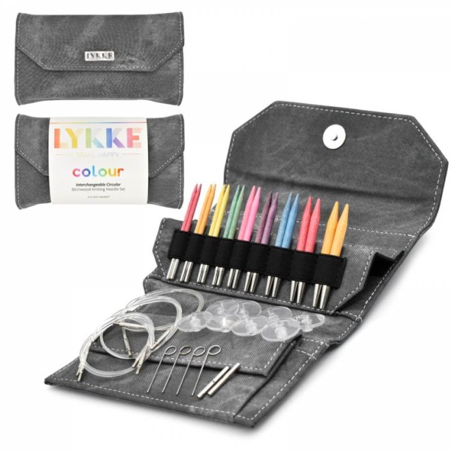 LYKKE austauschbare Rundstricknadel-Set Grey Denim 9 cm