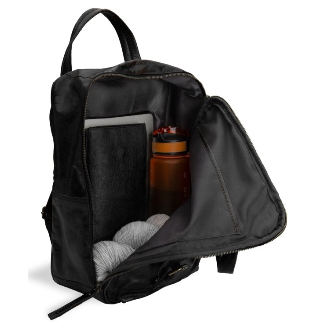 muud Leder-Stricktasche Geogina 40x30x12 cm Black