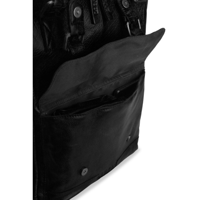 muud Leder-Stricktasche Geogina 40x30x12 cm Black