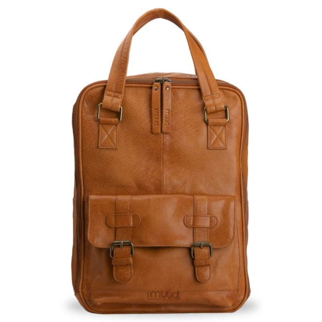 muud Leder-Stricktasche Geogina 40x30x12 cm Whisky