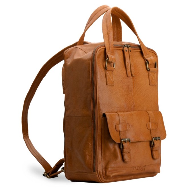 muud Leder-Stricktasche Geogina 40x30x12 cm Whisky