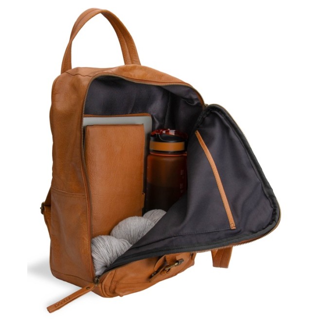 muud Leder-Stricktasche Geogina 40x30x12 cm Whisky