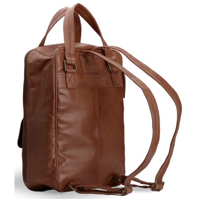 muud Leder-Stricktasche Geogina 40x30x12 cm Rich Brown
