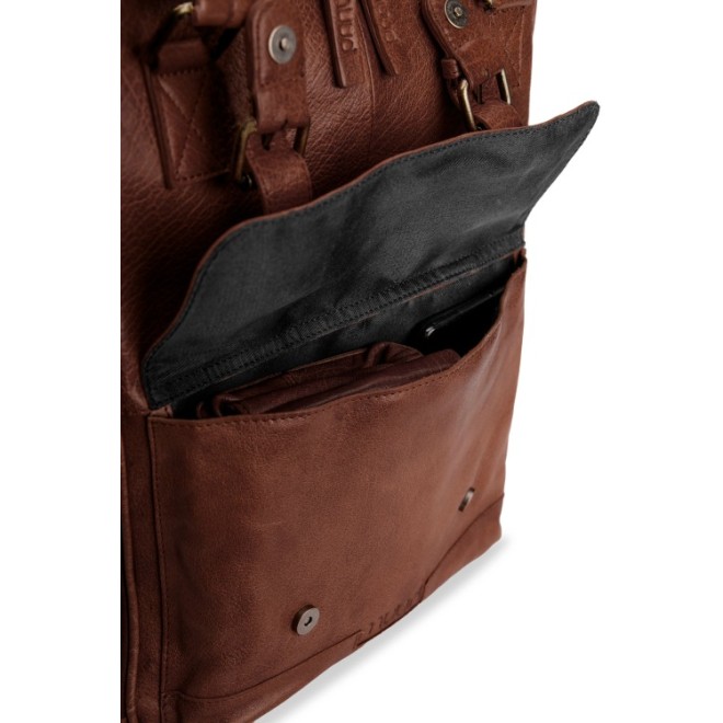 muud Leder-Stricktasche Geogina 40x30x12 cm Rich Brown