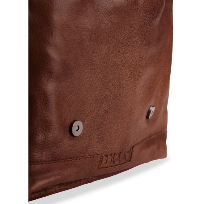 muud Leder-Stricktasche Geogina 40x30x12 cm Rich Brown