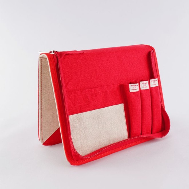 Punch Needle Etui scarlet red leer