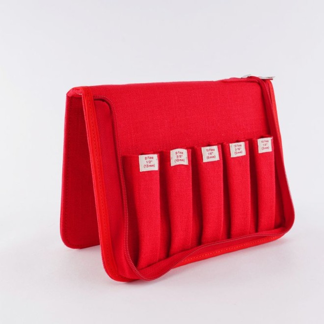 Punch Needle Etui scarlet red leer
