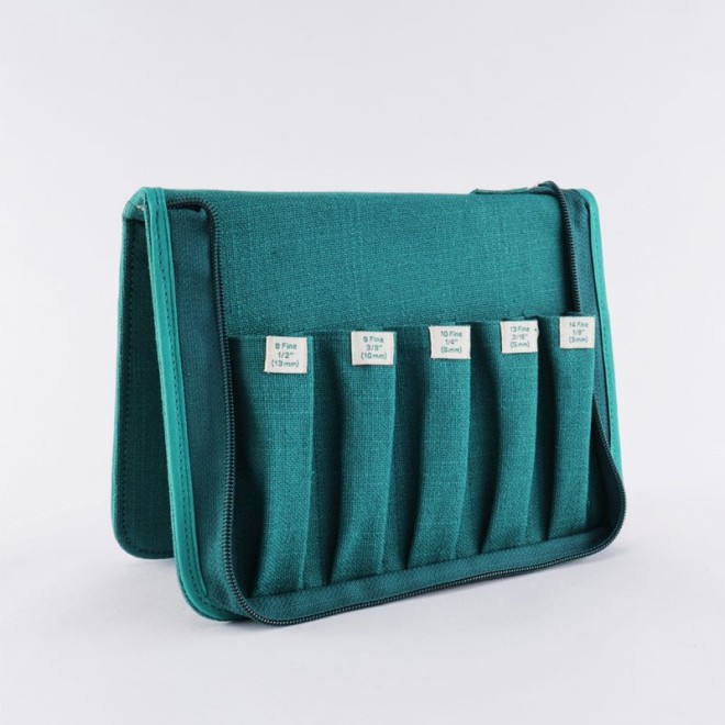 Punch Needle Etui midnight teal leer