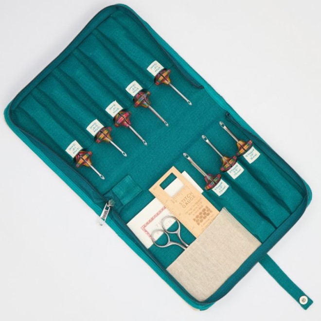 Punch Needle Etui midnight teal leer