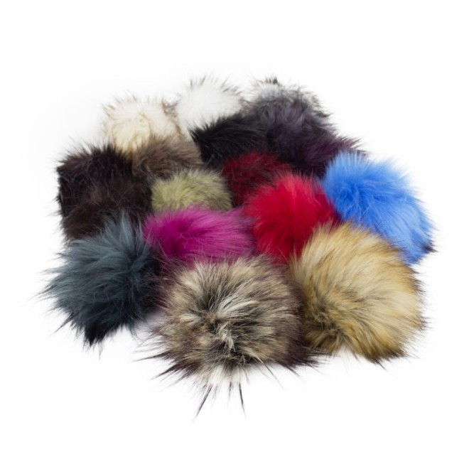 Fell Pompon mit Druckknopf