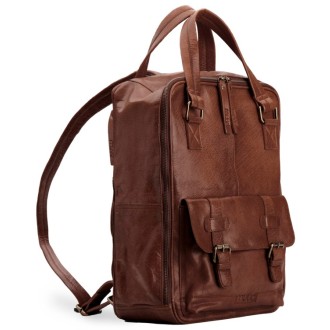 muud Leder-Stricktasche Geogina 40x30x12 cm Rich Brown
