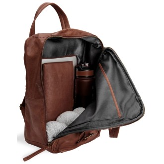 muud Leder-Stricktasche Geogina 40x30x12 cm Rich Brown