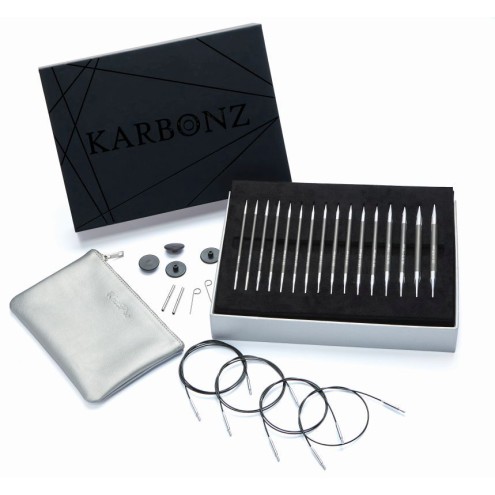 Nadelset Deluxe auswechselbare Nadelspitzen Karbonz Box of Joy, 8 Paar 3,5 - 8,0 mm
