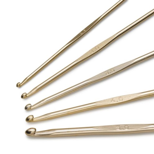 Wollhäkelnadel-Set 2,50 - 5,00 mm new gold