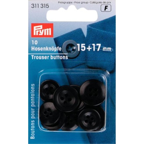 Hosenknöpfe 15+17 mm schwarz 10 St