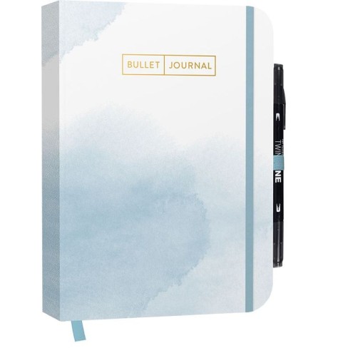 Bullet Journal Watercolor Blue 05 mit original Tombow TwinTone Dual-Tip Marker 33 black