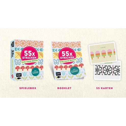 55 x stricken – Gute-Laune-Motive: Deine Strickmustersammlung als Kartenset