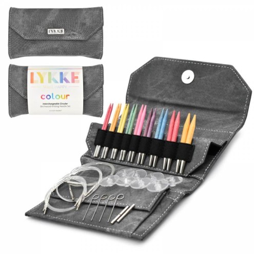 LYKKE austauschbare Rundstricknadel-Set Grey Denim 9 cm