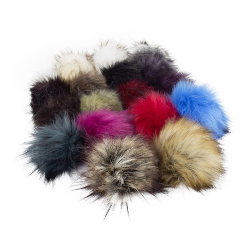 Fell Pompon mit Druckknopf